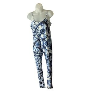 Roma Concept Tie Dye Catsuit Womens XL Blue White Sleeveless Bodysuit Festival
